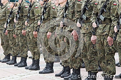 Polish army troop with women Editorial Stock Photo