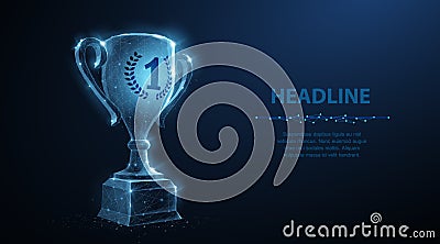 Trophy cup. Abstract vector 3d trophy wreath laurel isolated background. Champions award, sport victory, winner prize Vector Illustration