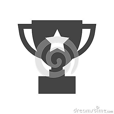 Trophy cup flat vector icon. Simple winner symbol. Black illustration isolated on white background. Vector Illustration