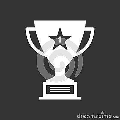 Trophy cup flat vector icon. Vector Illustration