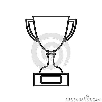 Trophy Cup Outline Flat Icon on White Vector Illustration