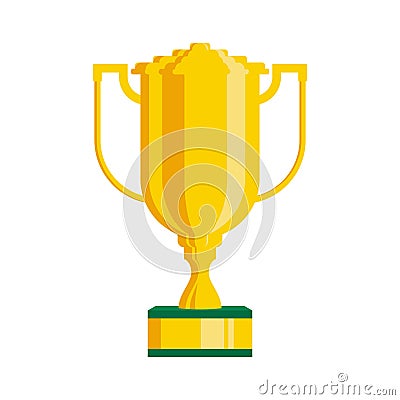 Trophy cup star with handles isolated on white background flat icon design. Gold champion cup. Award sign vector and illustration. Vector Illustration