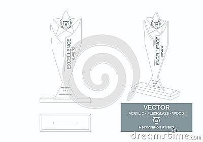 Trophy Vector Template. Trophy Distinction Award. Recognition Trophy Award. Vector Illustration