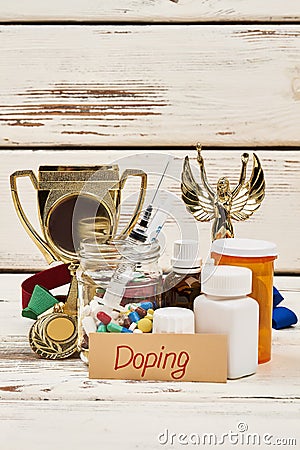 Trophy and dope drugs Stock Photo