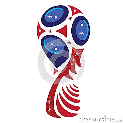 Trophy for games, red and blue, vector Cartoon Illustration