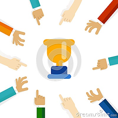 trophy gold color first winner champion tournament competition challenge Vector Illustration