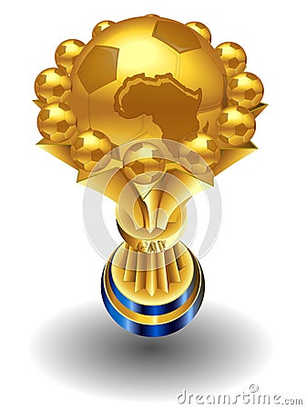 Trophy gold isolated on White background. African 2019 Vector Illustration