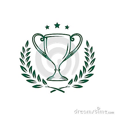 Trophy logo design template. Champions trophy logo icon. Vector and illustration. Vector Illustration