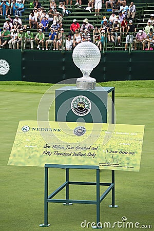 Trophy with Prize Money - Nedbank Golf Challenge Editorial Stock Photo