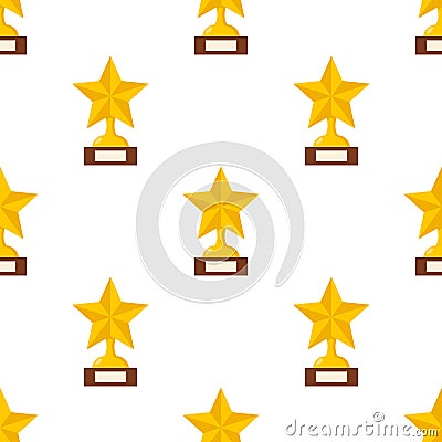 Trophy Star Flat Icon Seamless Pattern Vector Illustration