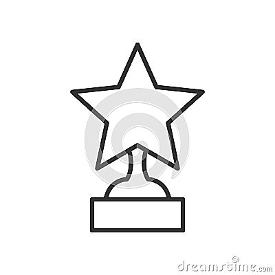 Trophy Star Outline Flat Icon on White Vector Illustration