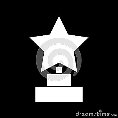 Trophy star winner award it is white icon . Vector Illustration