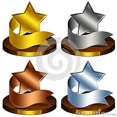 Trophy Stars, Reward, Ribbon Stock Photo