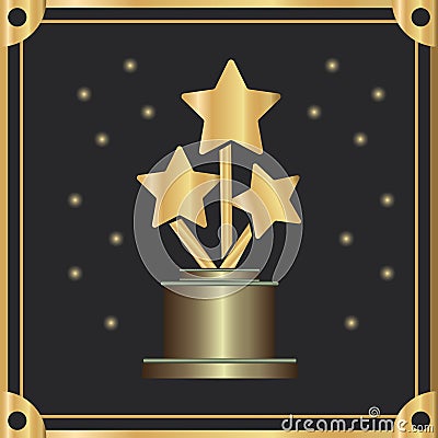 trophy stars in square frame golden film award icon Vector Illustration