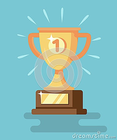 Trophy vector icon with number one. Vector Illustration
