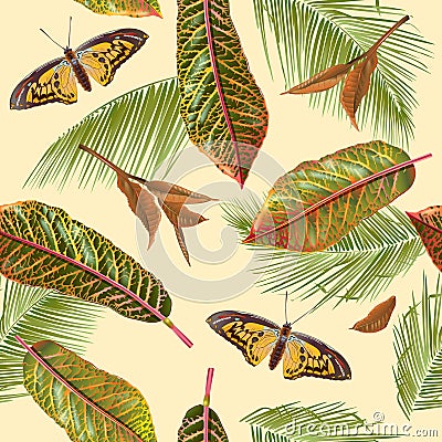 Tropial leaves pattern Vector Illustration