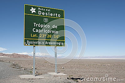 Tropic of Capricorn, Atacama Desert, Chile Editorial Stock Photo