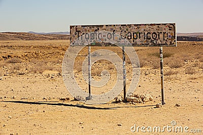 Tropic of Capricorn Sign, Erongo, Namibia Stock Photo