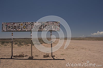 Tropic of Capricorn sign in Namib desert, Namibia Stock Photo