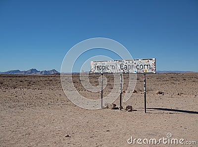 Tropic of Capricorn Signpost Latitude Stock Photo