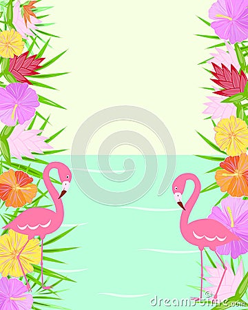 Tropic flowers flamingo Stock Photo