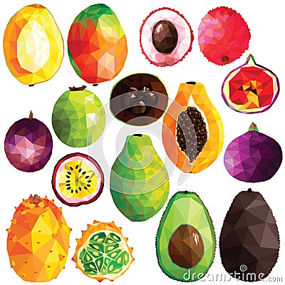 Tropic fruit set Vector Illustration