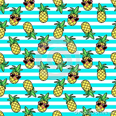 Tropic seamless pattern in cartoon trendy style. Vector Illustration