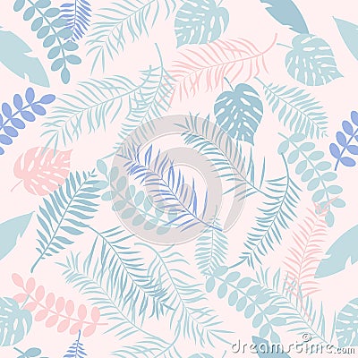 Tropic seamless pattern with color leaves Vector Illustration