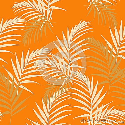 Tropical abstract seamless pattern with leaves. Beautiful tropical isolated leaves. Stock Photo