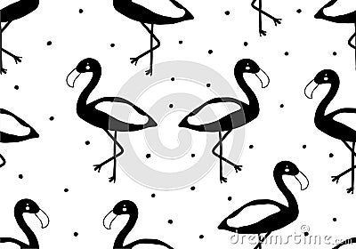 Tropical baby seamless pattern with flamingo Stock Photo