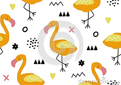 Tropical baby seamless pattern with flamingo Stock Photo