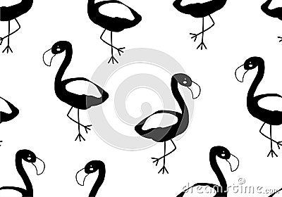 Tropical baby seamless pattern with flamingo Stock Photo