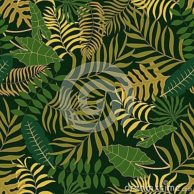 Tropical background with palm leaves. Vector Illustration