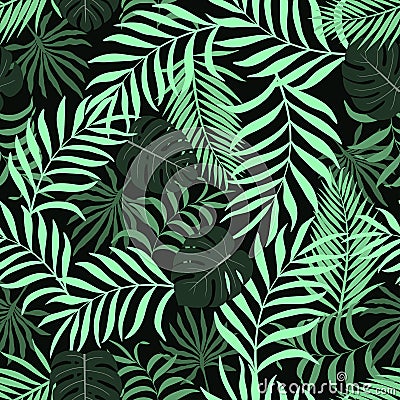 Tropical background with palm leaves. Vector Illustration
