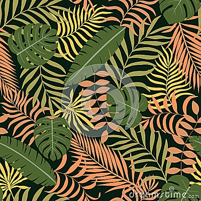 Tropical background with palm leaves. Vector Illustration