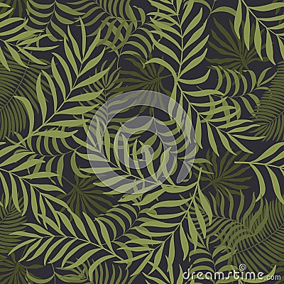 Tropical background with palm leaves. Vector Illustration