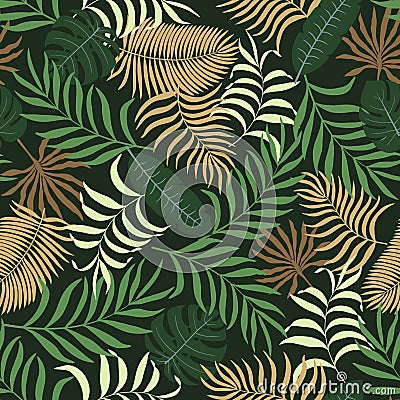 Tropical background with palm leaves. Vector Illustration