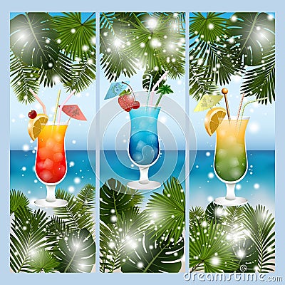 Tropical banners collection Vector Illustration