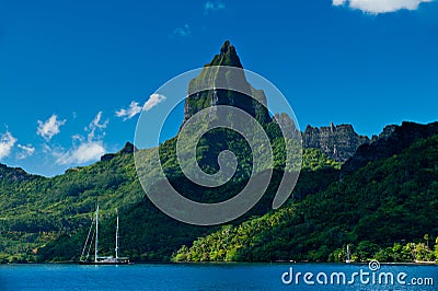 Tropical bay off Moorea Tahiti Stock Photo