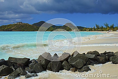 Tropical beach in Antigua, Caribbean Editorial Stock Photo