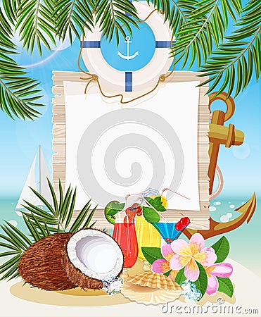 Tropical beach bar Vector Illustration