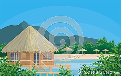 The tropical beach Vector Illustration