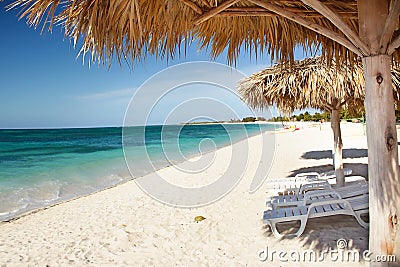 Tropical beach at the Caribbean island Stock Photo