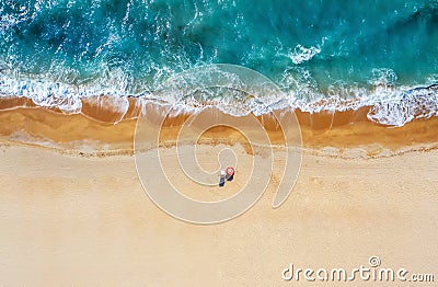 Tropical beach with colorful umbrellas. Stock Photo