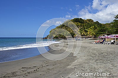 Tropical beach in Dominica, Caribbean Editorial Stock Photo