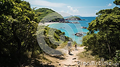 Tropical Beach Hiking Trail: A Tangible Adventure With Unpolished Authenticity Stock Photo
