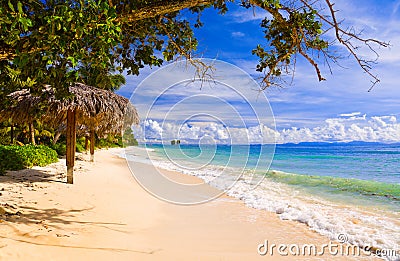 Tropical beach at island La Digue, Seychelles Stock Photo