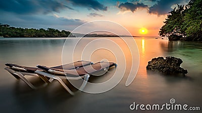 Tropical beach in Jamaica Stock Photo