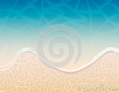 Tropical beach seashore with realistic sand and sea waves, stock Vector Illustration