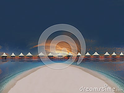 Tropical Beach Sunset Stock Photo